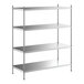 A Regency stainless steel shelving unit with four shelves.