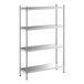 A Regency stainless steel shelving unit with four shelves.