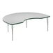 A white Correll activity table with a green T-molded edge and silver legs.