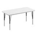 A white rectangular Correll activity table with black metal legs.