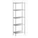 A Regency stainless steel stationary shelving unit with five shelves.