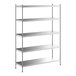 A Regency stainless steel shelving unit with five shelves.