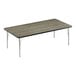 A rectangular Correll activity table with metal legs and a wooden top.
