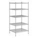 A Regency stainless steel wire shelving unit with five shelves.