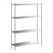 A Regency stainless steel shelving unit with four shelves.