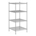 A Regency chrome stationary wire shelving unit with four shelves.