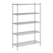 A Regency stainless steel wire shelving unit with five shelves.
