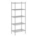 A wireframe of a Regency stainless steel shelving unit with 5 shelves.
