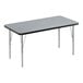 A Correll rectangular activity table with a black border and silver legs.