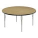 A Correll round activity table with metal legs.