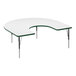 A white Correll horseshoe activity table with a green edge.