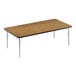 A Correll rectangular activity table with metal legs and a wooden top.