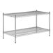 A wireframe of a Regency stainless steel wire shelving unit with 2 shelves.