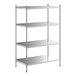 A Regency stainless steel shelving unit with four shelves.