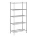 A wireframe of a Regency stainless steel shelving unit with five shelves.