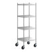 A Regency stainless steel mobile shelving unit with 4 shelves and wheels.