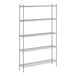 A wireframe of a Regency stainless steel wire shelving unit with 5 shelves.