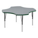 A Correll grey and green rectangular activity table with black legs.