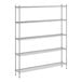 A wireframe of a Regency stainless steel shelving unit with five shelves.