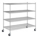 A Regency stainless steel wire mobile shelving starter kit with 4 shelves and wheels.