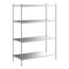 A Regency stainless steel shelving unit with four shelves.