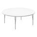 A white round Correll activity table with silver metal legs.