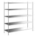 A Regency stainless steel shelving unit with four shelves.