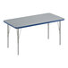 A rectangular Correll activity table with a blue edge.