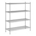 A wireframe of a Regency stainless steel wire shelving unit with 4 shelves.
