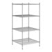 A wireframe of a Regency metal shelving unit with four shelves.