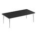 A Correll black rectangular activity table with silver legs.