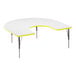 A white Correll horseshoe activity table with yellow T-mold.