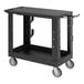 A black Luxor heavy-duty industrial cart with wheels.