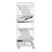 A white Luxor metal charging cart with three open shelves.