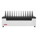 A black rectangular Luxor charging station with 12 slots.