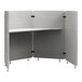 A Luxor gray and white PET and melamine work pod with doors and a shelf.