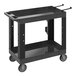 A black Luxor heavy-duty plastic utility cart with wheels.