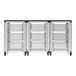 A white and black cart with Luxor storage bins on wheels.