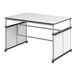 A white rectangular Luxor Makerspace and Science Lab table with a black base and wheels.