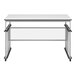 A white rectangular table with a black border.