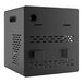 A black Luxor charging cabinet with holes in it.