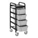 A white 4-bin lug cart.