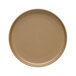 A close-up of a Libbey Driftstone sand satin matte porcelain coupe plate.