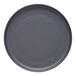 A grey Libbey Driftstone porcelain plate with a black rim.