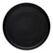 A close up of a black Libbey Driftstone porcelain plate.