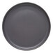 A grey plate with a white circle on a white background.