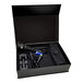 A black box with a CRB Cleaning Systems B98 UV flashlight and charger.