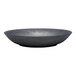 A black porcelain deep coupe plate with a white background.