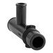 A black plastic pipe with a nozzle and hole.