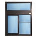 A black Ready Access drive-thru window with blue solarban glass panels and a black transom.